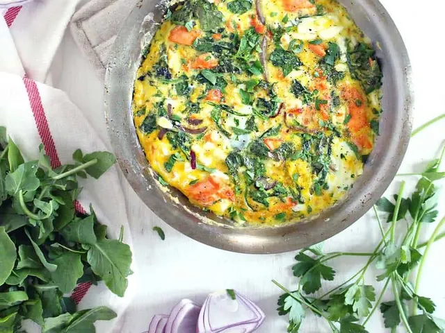 Salmon, Arugula, and Feta Frittata