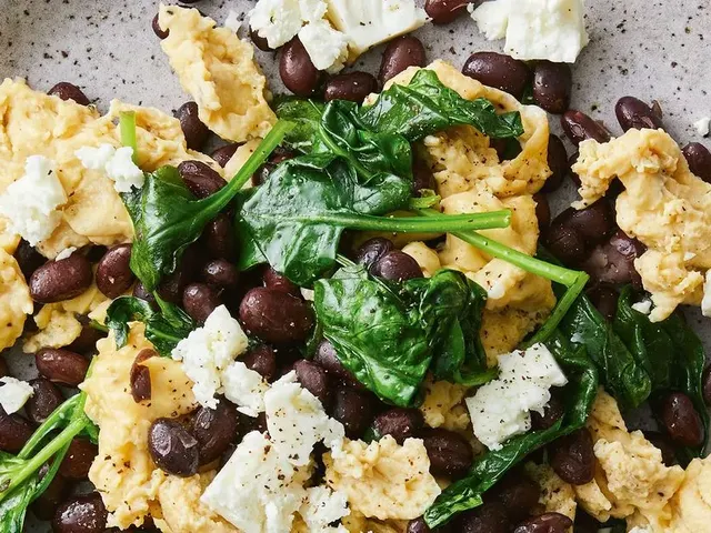 Feta and black bean scrambled eggs recipe