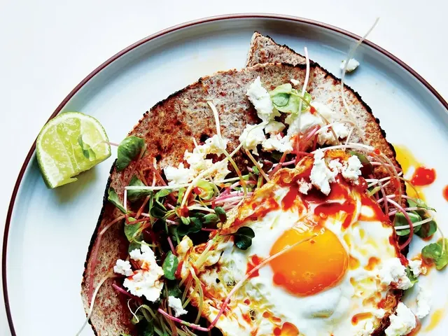 Chile-and-Olive-Oil-Fried Egg with Avocado and Sprouts