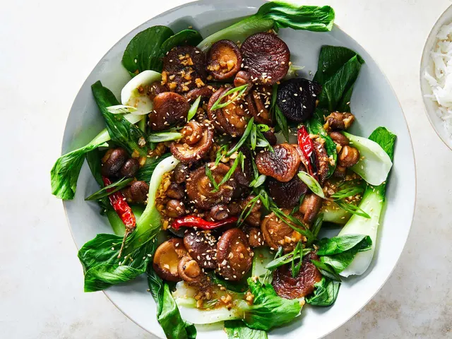 Glazed Shiitakes With Bok Choy
