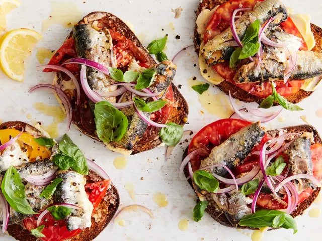 Sardine Toasts With Tomato and Sweet Onion