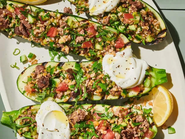 Grilled Zucchini Boats with Lemony Tabbouleh