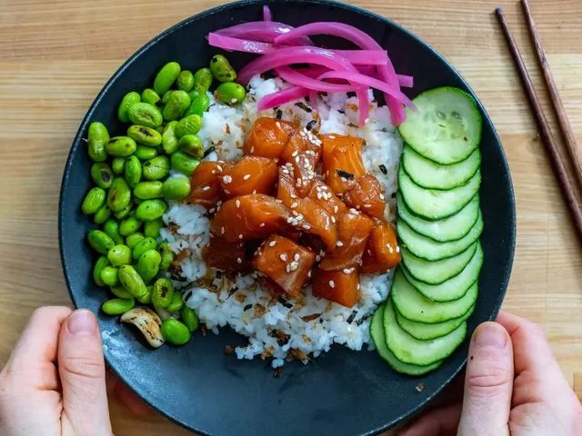 Marinated Salmon + Edamame Poke Bowl
