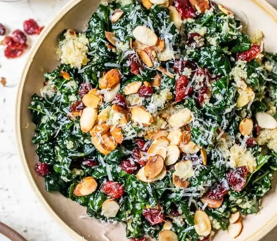 Kale Salad with Quinoa and Cranberries
