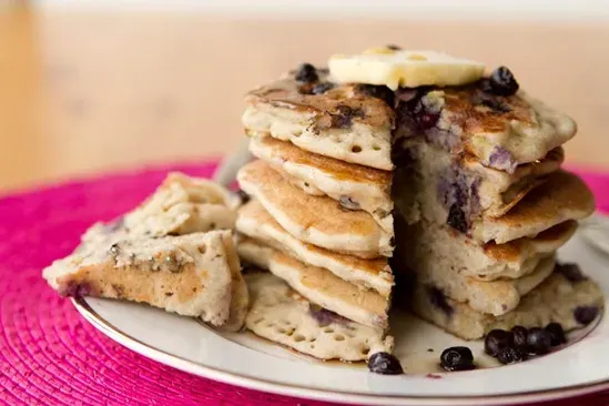 Vegan and Gluten-Free Vanilla Blueberry Buckwheat Pancakes