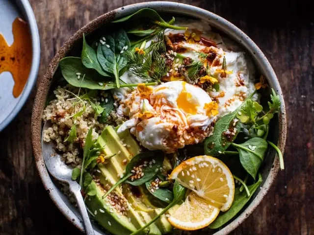 Turkish Poached Egg and Quinoa Breakfast Bowl.