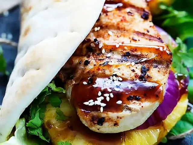 Grilled Pineapple Teriyaki Chicken Wraps