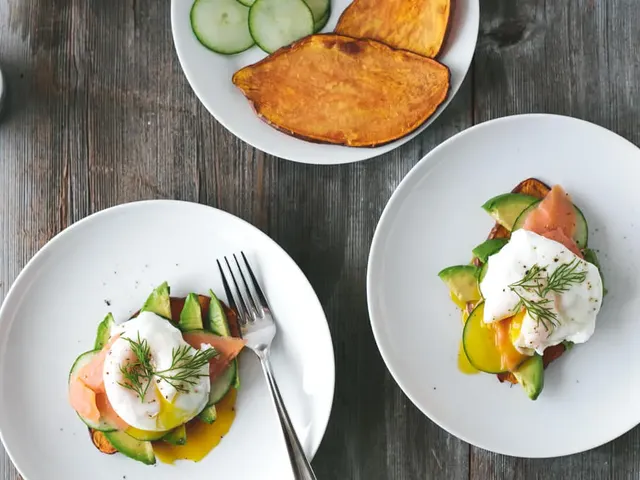 Sweet Potato "Toast" with Avocado, Cucumber, Smoked Salmon and Poached Egg