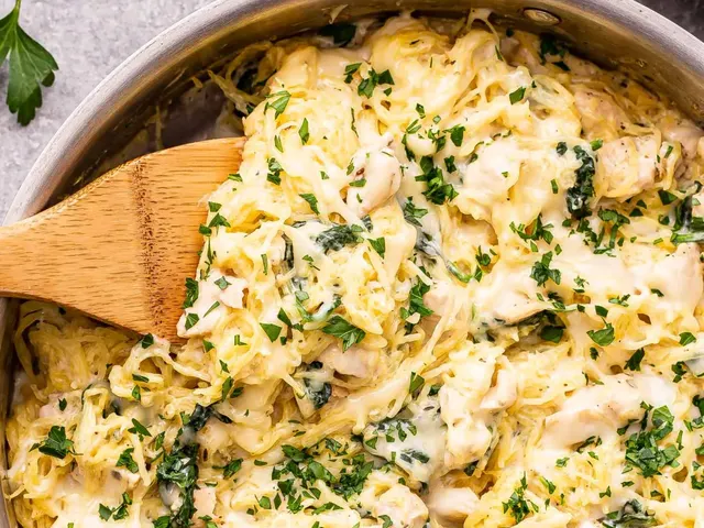 Chicken and Spinach Spaghetti Squash Alfredo