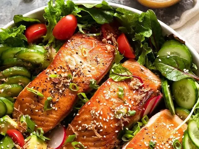 Salmon Salad with Asian Ginger Sesame Dressing