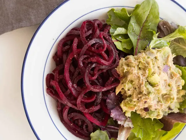 Avocado-Tuna Salad with Beet Noodles