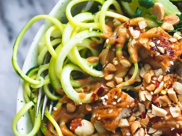 Thai Peanut Chicken & Zucchini Noodle Bowls