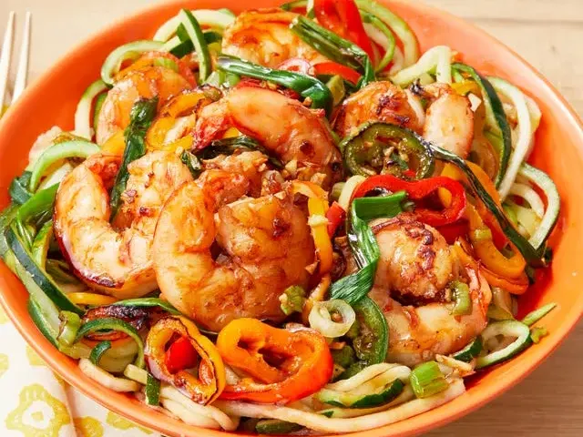 Spicy Shrimp Stir-Fry with Zucchini Noodles