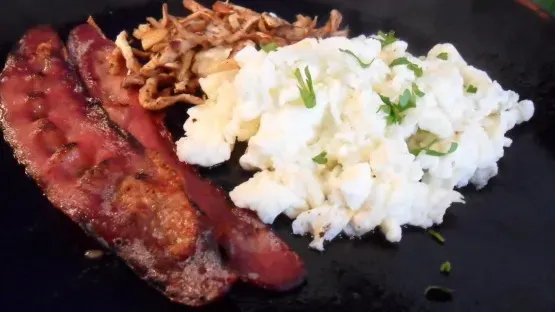 Scrambled Egg Whites W/ Shiitake Mushrooms and Turkey Bacon