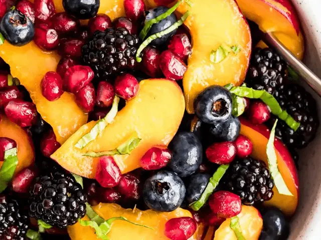 Honey Lime Basil Peach Fruit Salad