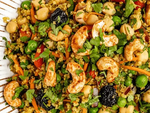 Vibrant Curry Cashew Chickpea Quinoa Salad