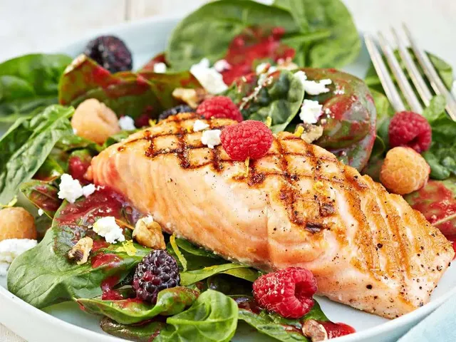 Grilled Salmon Salad with Raspberry Vinaigrette
