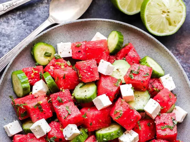Watermelon Salad with Cucumber and Feta