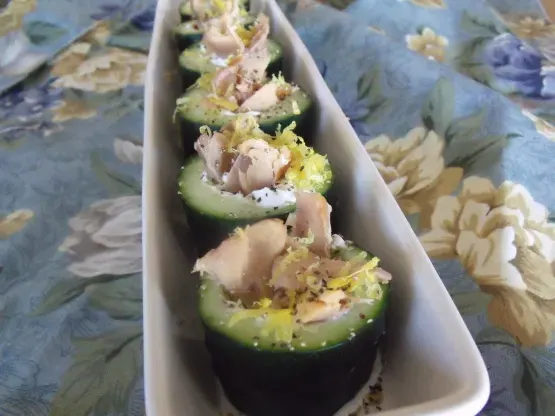 Little Smoked Salmon Cucumber Cups With Peppered Creme Fraiche