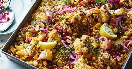 Harissa cauliflower pilaf