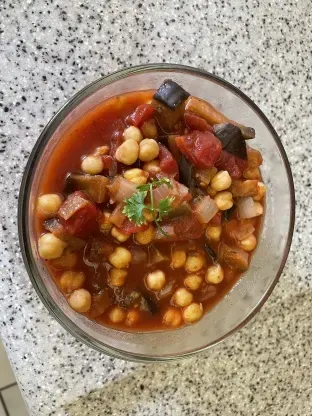 Moroccan Chickpea and Eggplant (Aubergine) Stew