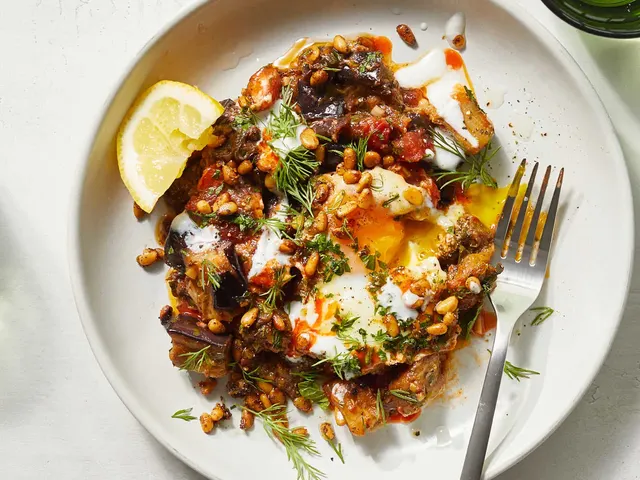 Spiced Eggplant and Tomatoes With Runny Eggs