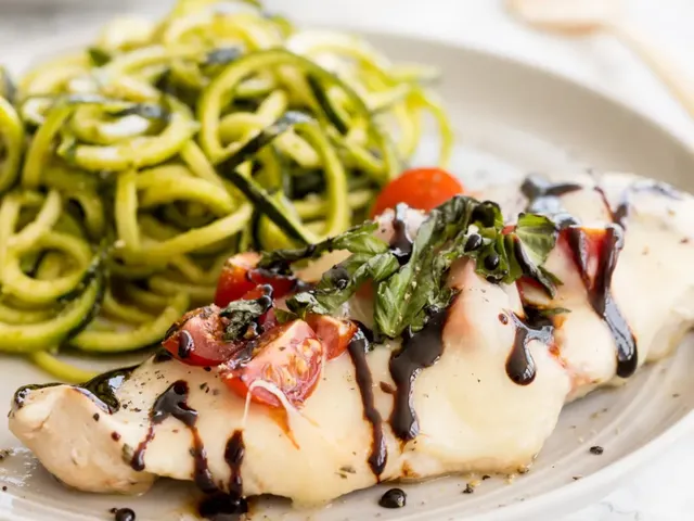 Chicken Caprese with Pesto Zucchini Noodles