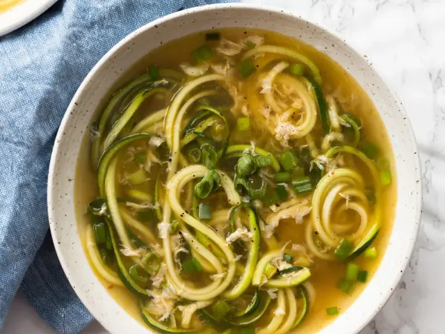 Spicy Ginger Scallion & Egg Drop Zucchini Noodle Bowl