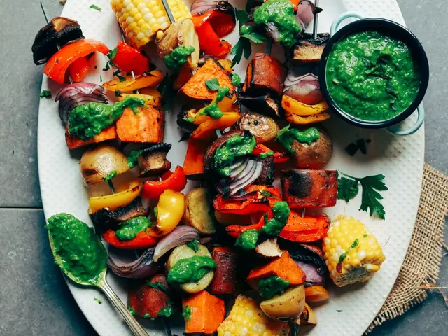 Veggie Skewers with Magic Green Sauce