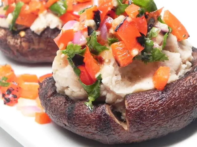 Grilled Portobello Mushrooms with Mashed Cannellini Beans and Harissa Sauce