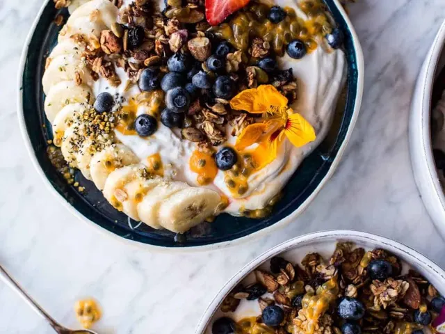 Blueberry Muffin Granola Greek Yogurt Breakfast Bowl.