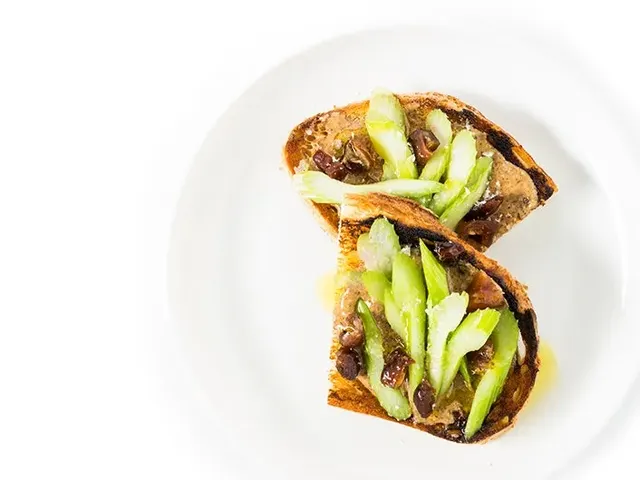 Celery, Date, and Almond Butter Toasts