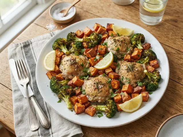 Sheet-Pan Lemon Herb Chicken with Sweet Potato and Broccoli