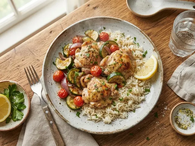 Skillet Lemon Chicken with Zucchini and Rice