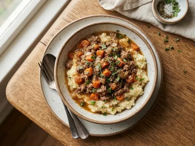 Herbed Beef and Carrot Skillet with Parsnip Mash