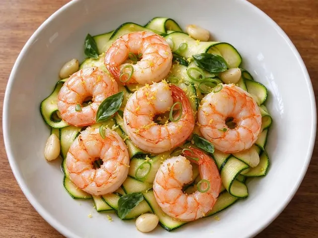 Skillet Shrimp with Lemon-Basil Zucchini Ribbons