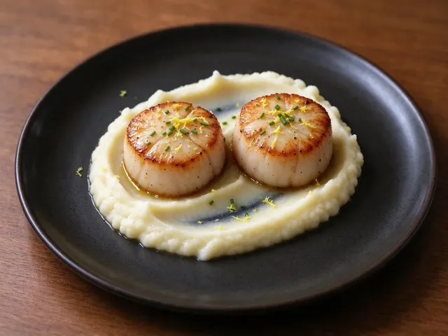 Seared scallops with cauliflower puree
