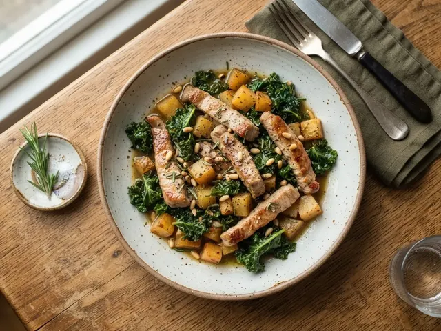 Rosemary Pork Skillet with Rutabaga and Tender Kale