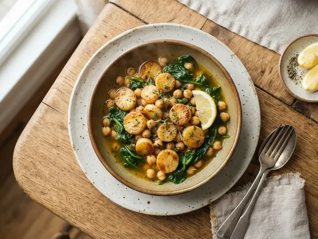 Pan-Seared Parsnips and Chickpeas with Spinach