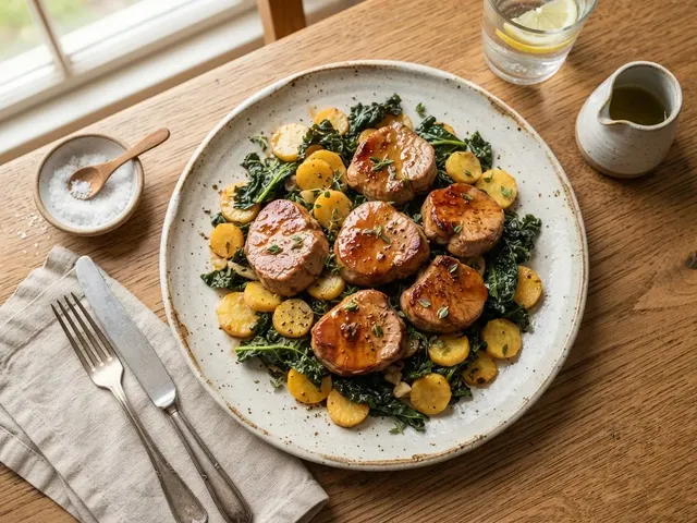 Glazed Pork Tenderloin with Skillet Parsnips and Kale