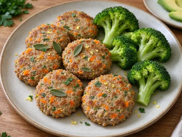 Sage Turkey Patties with Carrots and Broccoli