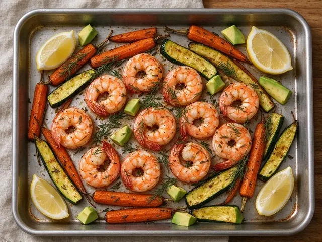 Sheet-Pan Lemon Oregano Shrimp with Roasted Carrots and Zucchini