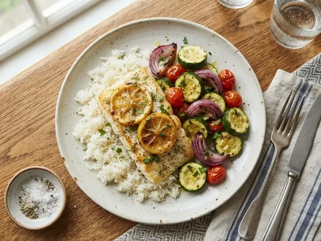 Sheet-Pan Halibut with Roasted Zucchini and Lemon