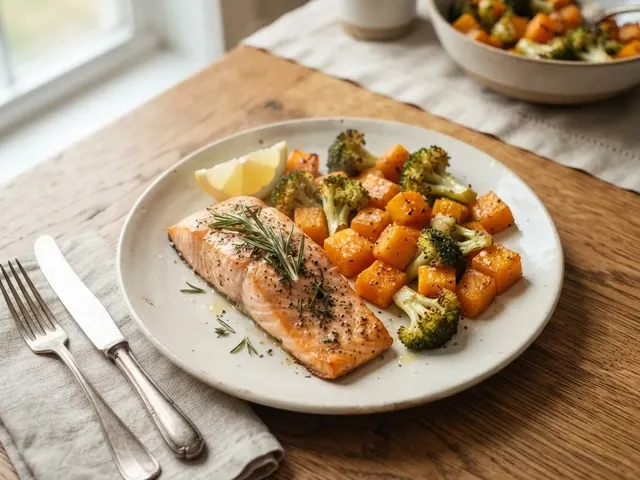 Sheet-Pan Salmon with Roasted Butternut Squash and Broccoli
