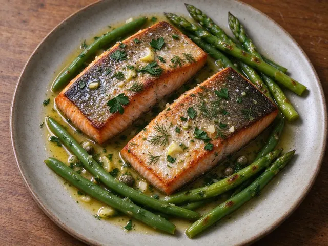 Pan-seared salmon with lemon herb sauce