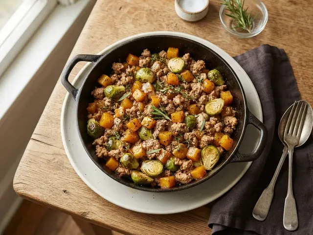 Maple-Rosemary Turkey Skillet with Butternut Squash and Brussels Sprouts