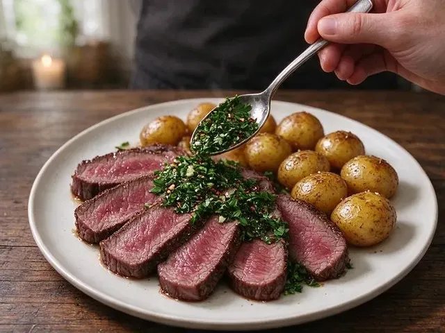 Seared steak with chimichurri, step 6