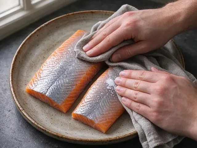Pan-seared salmon with lemon herb sauce, step 1