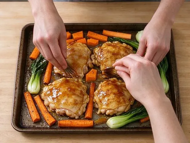 Honey Ginger Glazed Chicken and Root Vegetable Sheet-Pan Dinner, step 5
