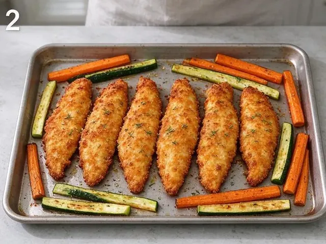 Crispy Herb Chicken Tenders with Carrot Fries and Avocado Dip, step 5